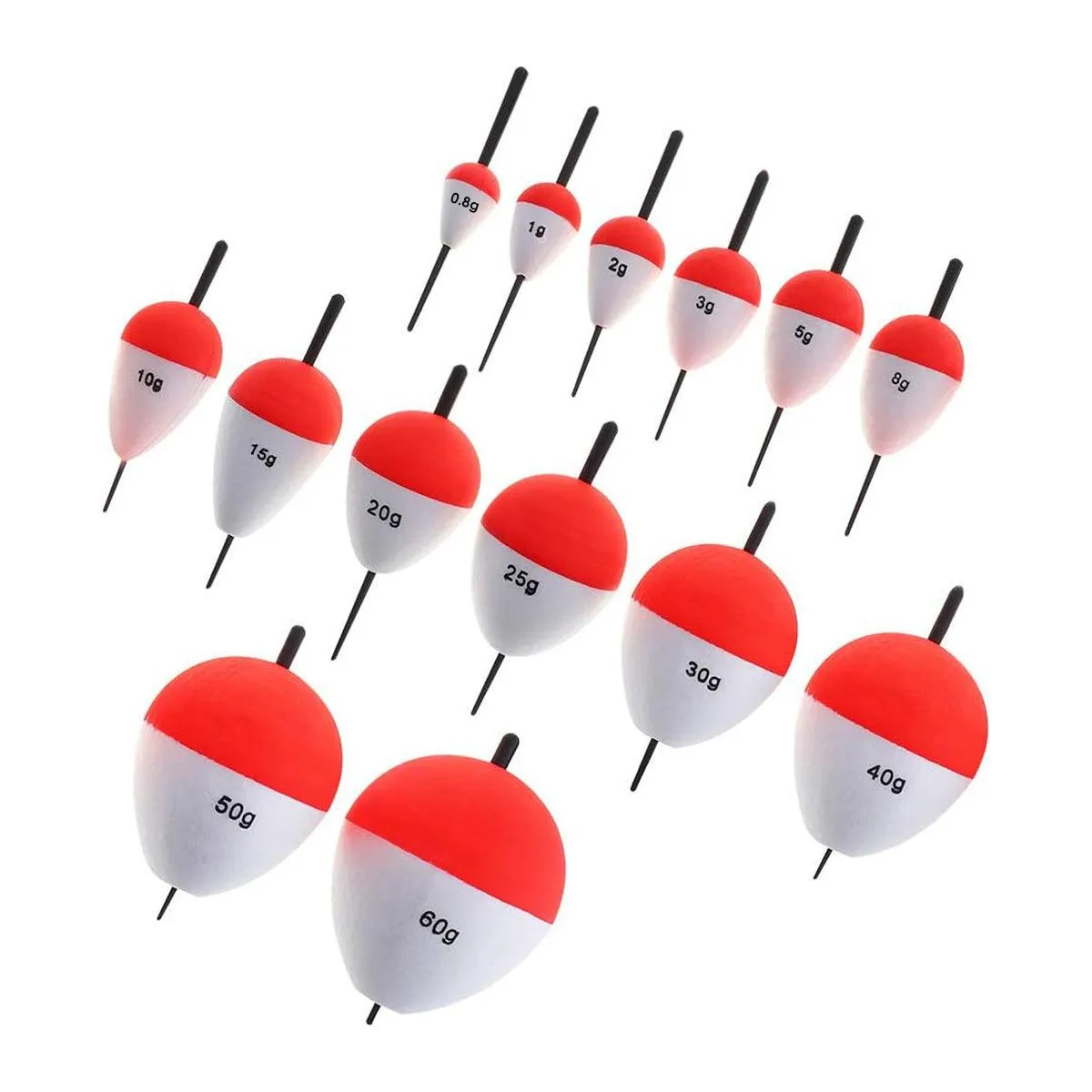 14pcs Red and White Fishing Float Bobber Set Buoy Tackle Accessories Freshwater