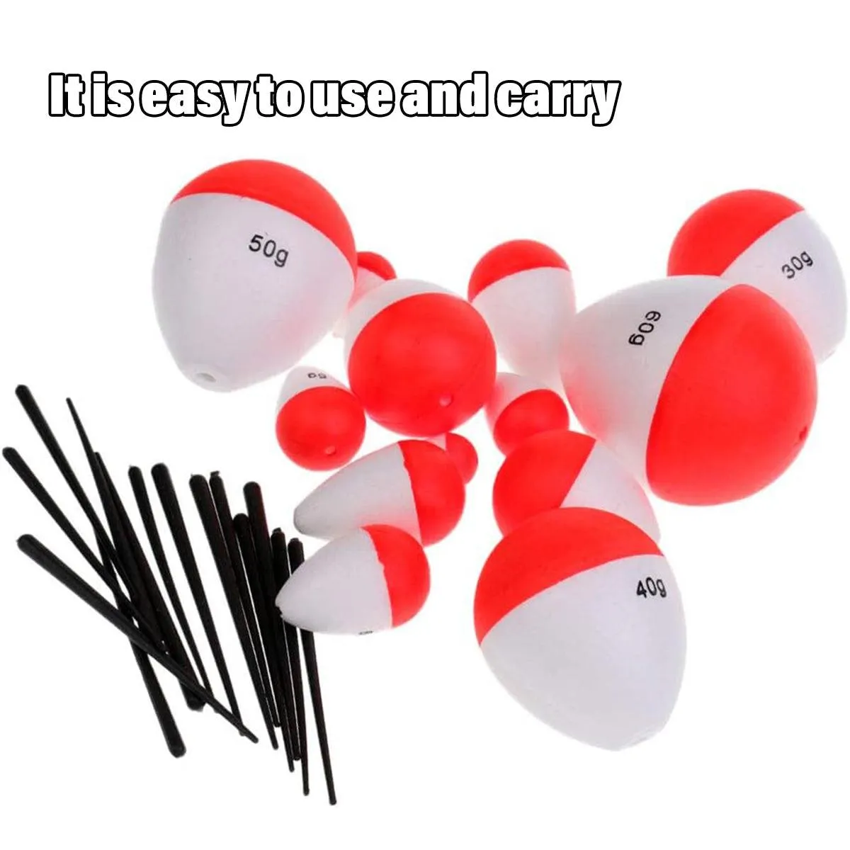 14pcs Red and White Fishing Float Bobber Set Buoy Tackle Accessories Freshwater