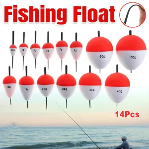 14pcs Red and White Fishing Float Bobber Set Buoy Tackle Accessories Freshwater