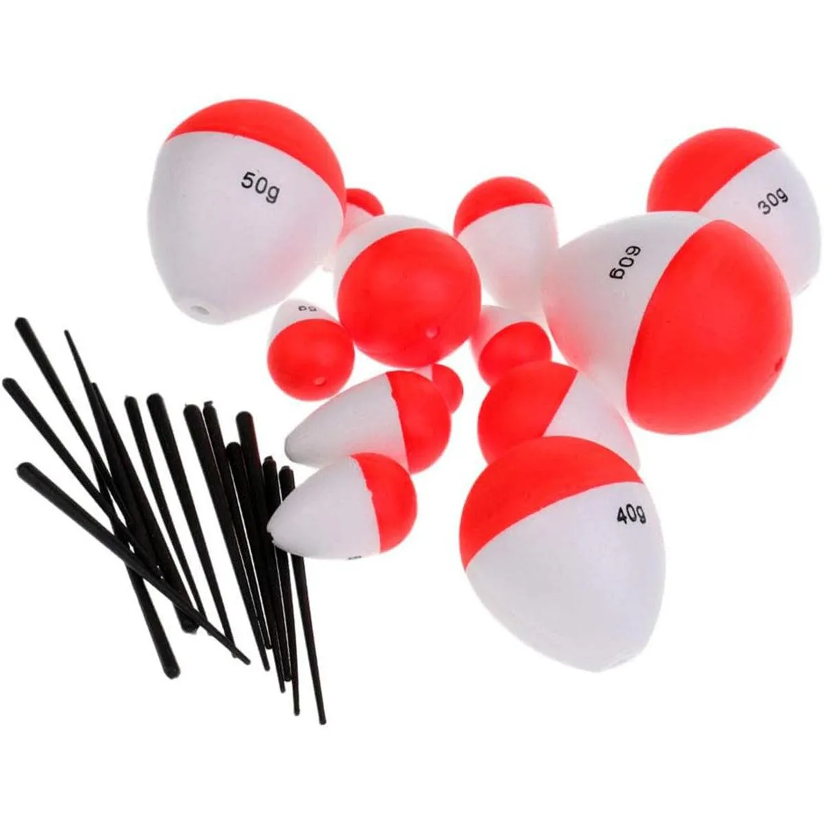 14pcs Red and White Fishing Float Bobber Set Buoy Tackle Accessories Freshwater