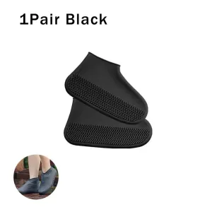 1Pair Reusable Waterproof Rain Shoes Covers Silicone Outdoor Rain Boots Overshoes Walking Shoes Accessories Reusable Shoes Cover