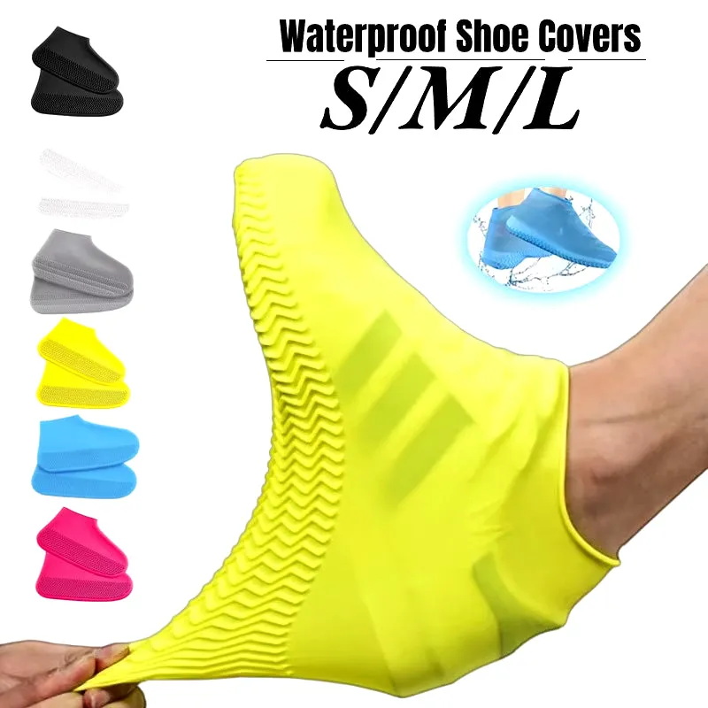 1Pair Reusable Waterproof Rain Shoes Covers Silicone Outdoor Rain Boots Overshoes Walking Shoes Accessories Reusable Shoes Cover