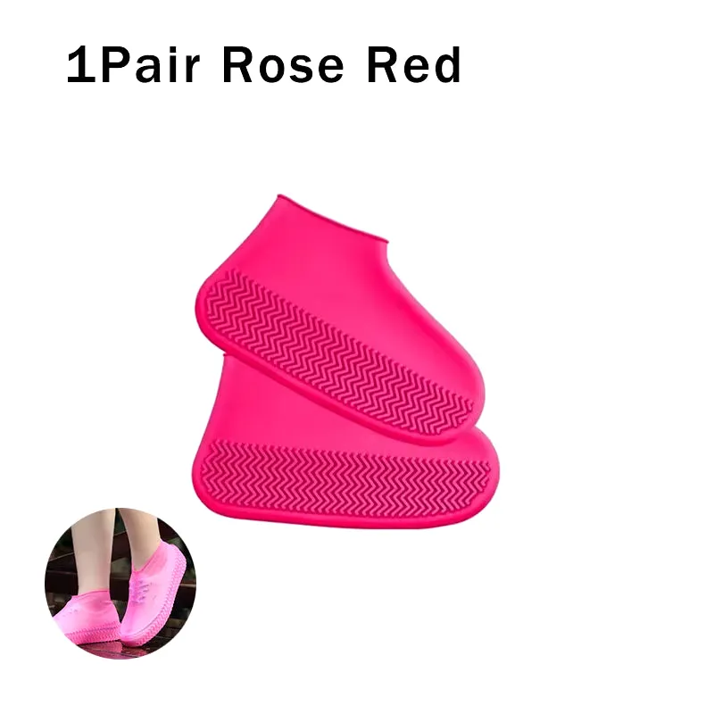 1Pair Reusable Waterproof Rain Shoes Covers Silicone Outdoor Rain Boots Overshoes Walking Shoes Accessories Reusable Shoes Cover