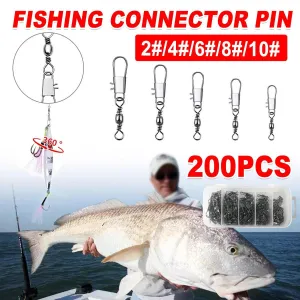 200pcs Pin Connectors Eight Ring Connectors for Fishing Gear Accessories Set