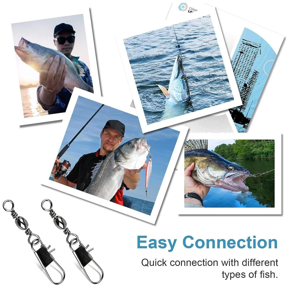 200pcs Pin Connectors Eight Ring Connectors for Fishing Gear Accessories Set