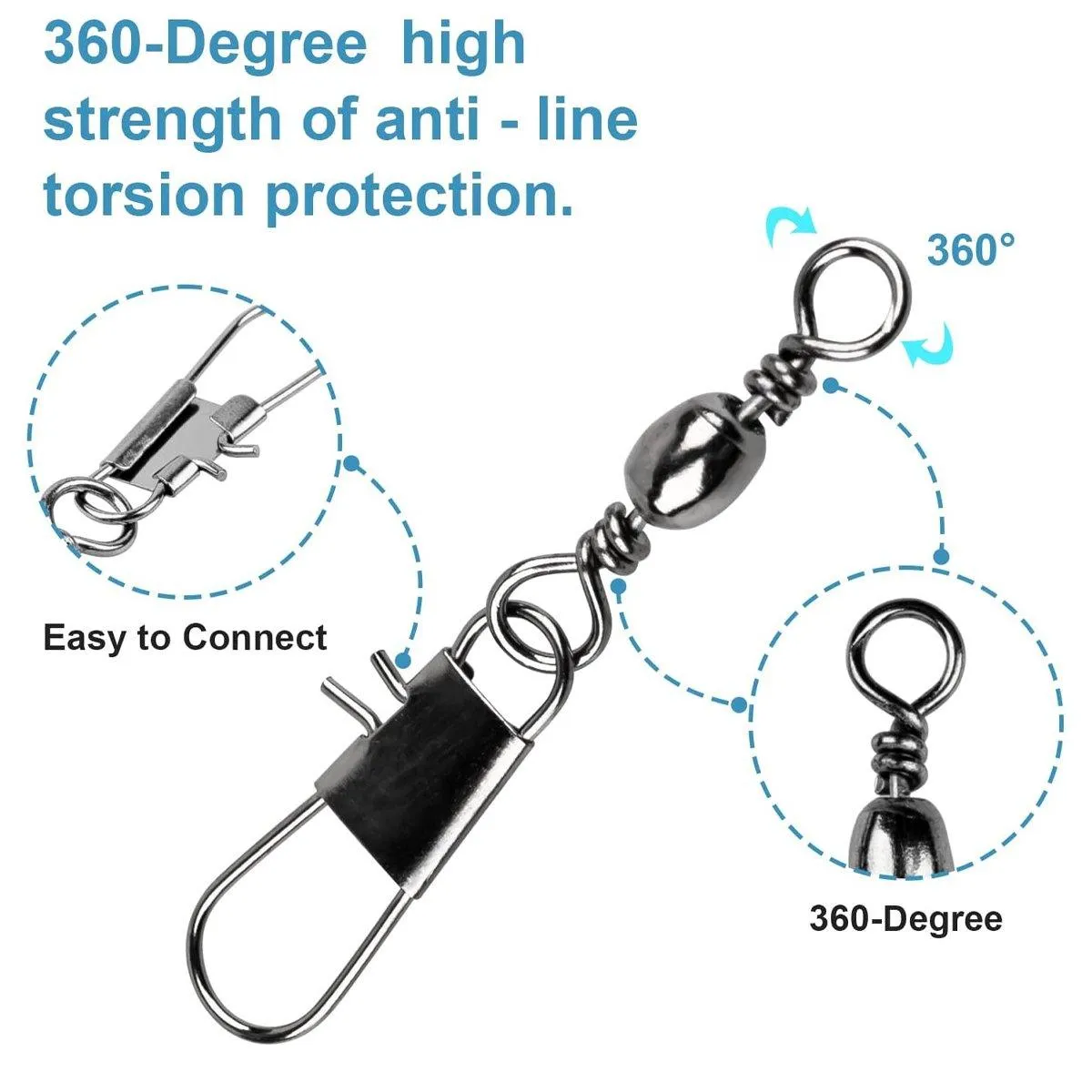200pcs Pin Connectors Eight Ring Connectors for Fishing Gear Accessories Set