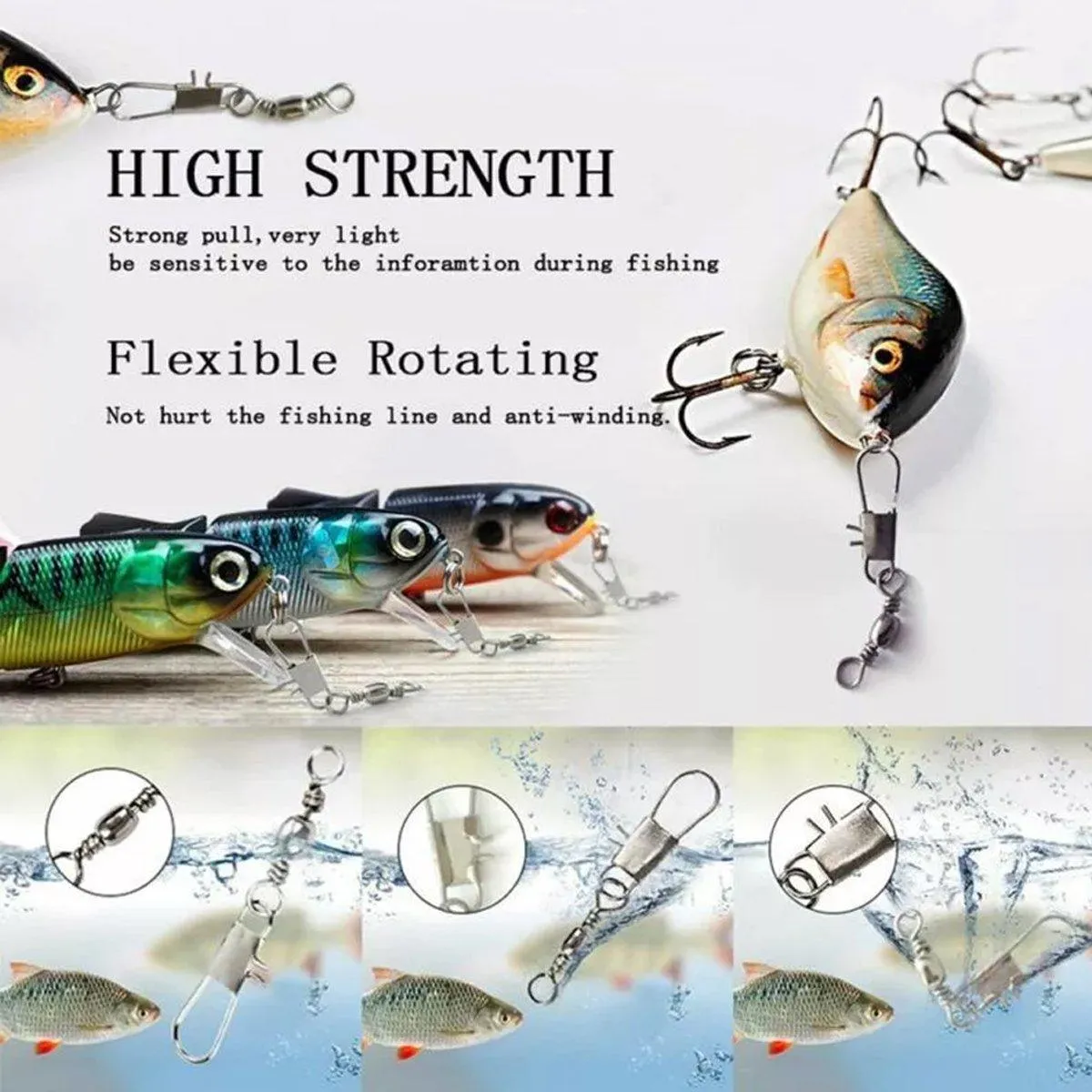 200pcs Pin Connectors Eight Ring Connectors for Fishing Gear Accessories Set