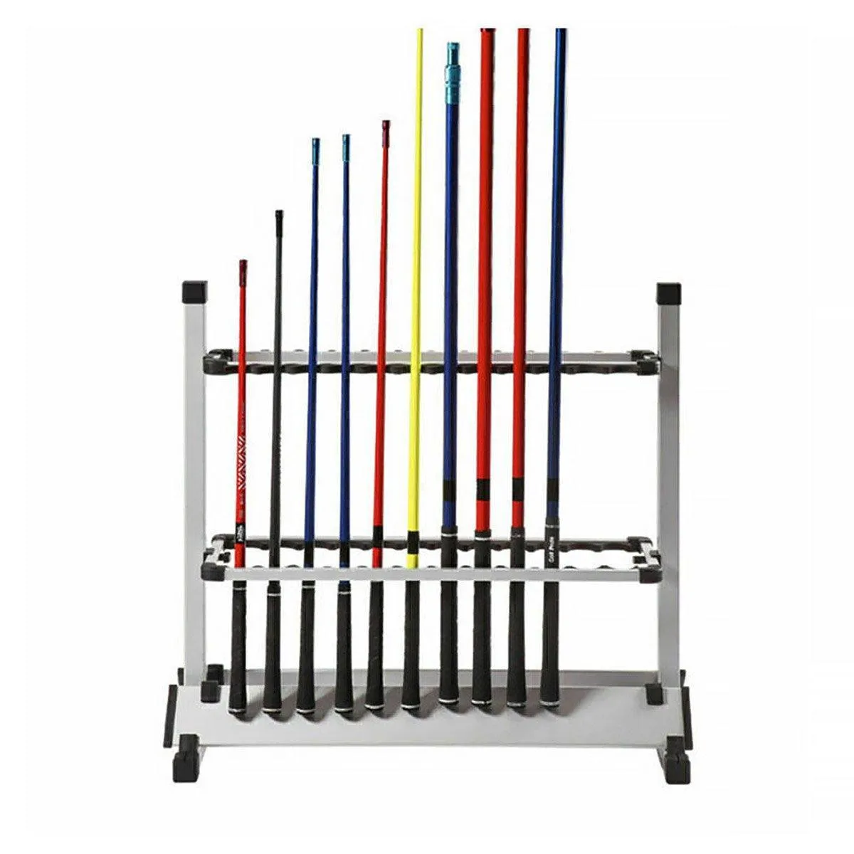 24 Hole Aluminum Alloy Fishing Rod Display Rack Portable Holder Gear Storage