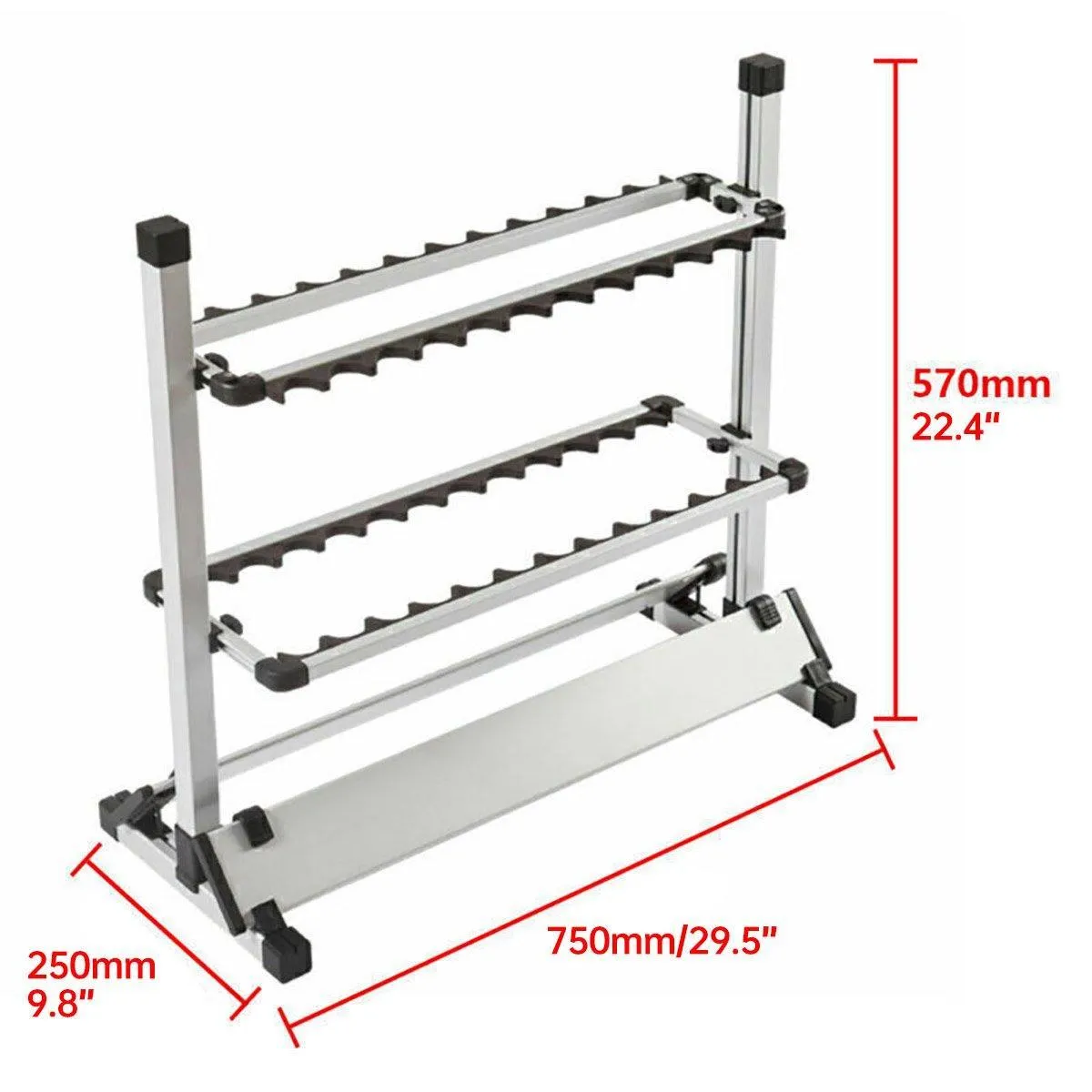 24 Hole Aluminum Alloy Fishing Rod Display Rack Portable Holder Gear Storage