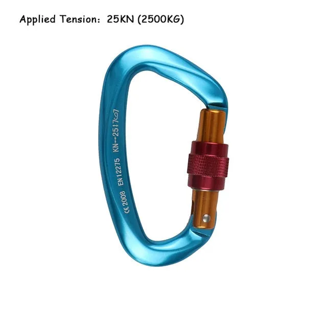 25KN Professional Climbing Carabiner D Shape Aviation Aluminum Safety Lock Outdoor Climbing Ascend Mountaineering Equipment