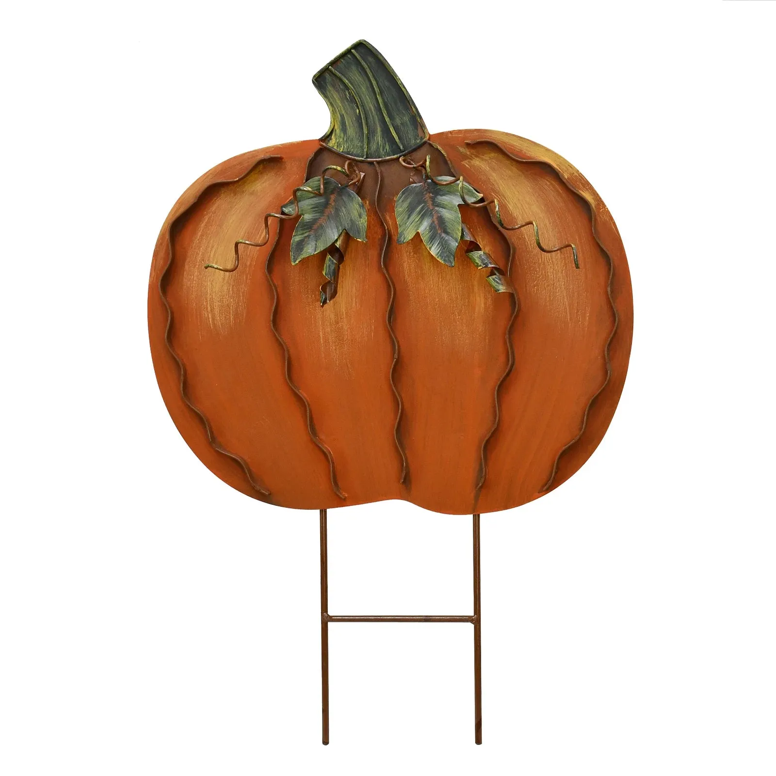 2pcs 17.5"H 26"H Metal Pumpkin Garden Stakes - Autumn Decorative Yard Signs - Indoor Outdoor Plant Flower Stake Fall  Halloween