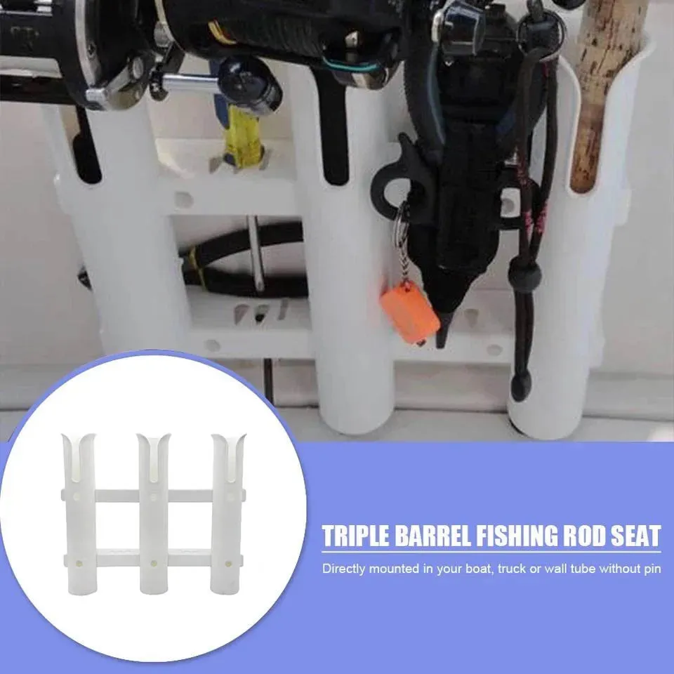3 Tubes Link White  Plastic Fishing Rod Racks Holder Socket for Boat Marine