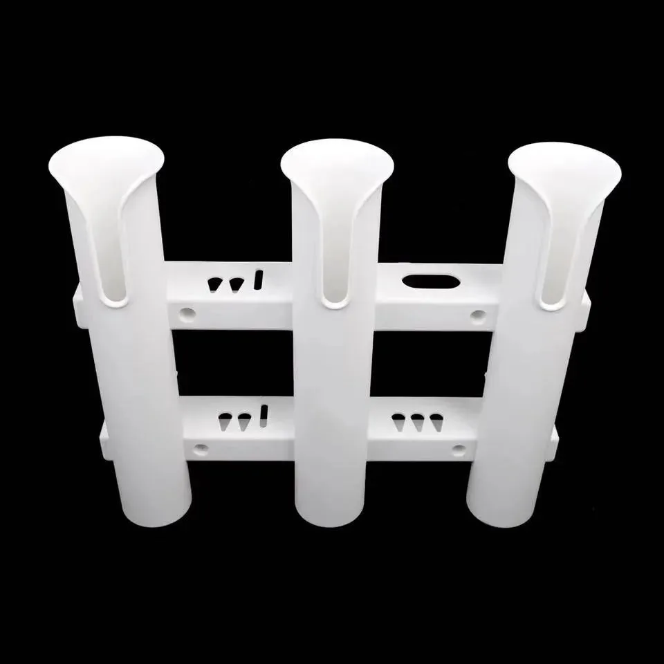 3 Tubes Link White  Plastic Fishing Rod Racks Holder Socket for Boat Marine
