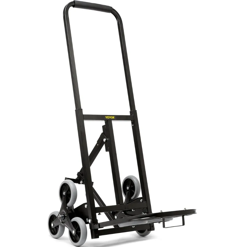 375lbs Stair Climbing Cart Foldable Dolly with Adjustable Handle Hand Truck 10 Wheels All Terrain Cart