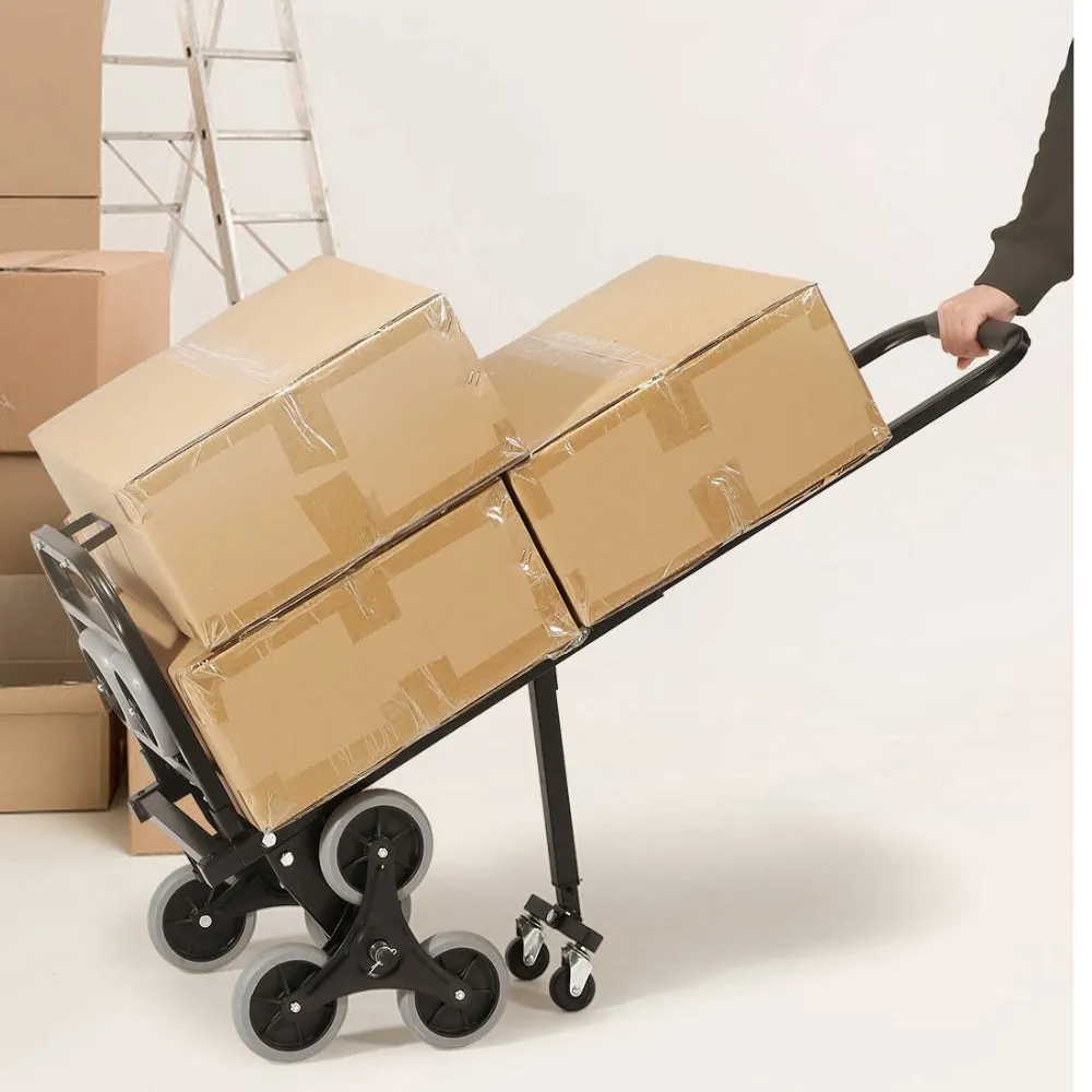 375lbs Stair Climbing Cart Foldable Dolly with Adjustable Handle Hand Truck 10 Wheels All Terrain Cart