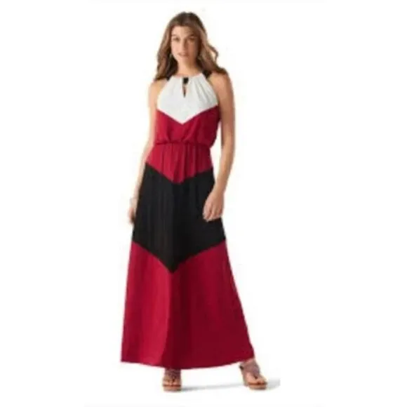 38. White House Black Market Womens Chevron Stripe Sleeveless Dress Multi XS