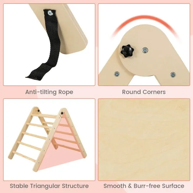 4-in-1 Eco Solid Wood Folding Climbing Frame | Montessori Pikler Triangle, Slide & Climber | 36m 