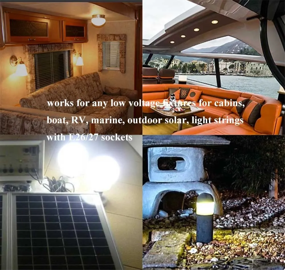 48v DC-Direct 4 Pack LED Bulbs - 10v to 60v for 12v / 24v / 36v / 48v Systems