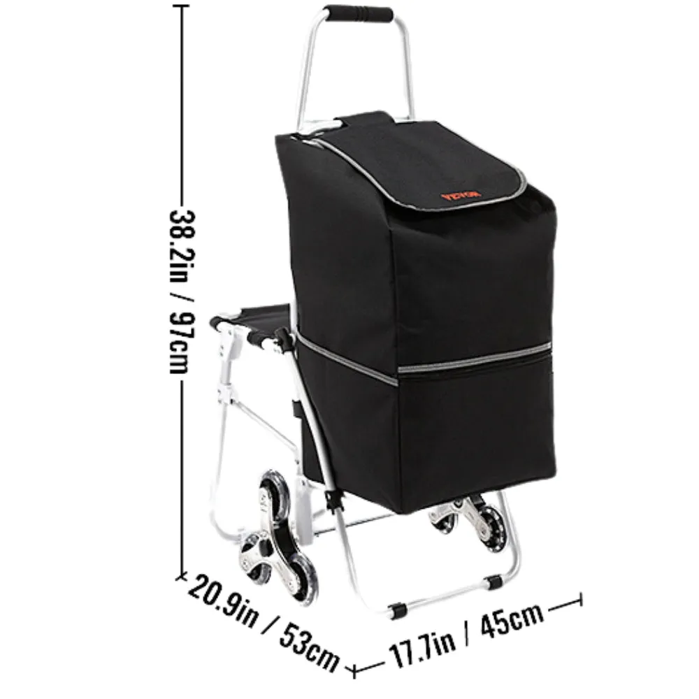 50L Foldable Stair Cart with Seat for Easy Grocery Shopping