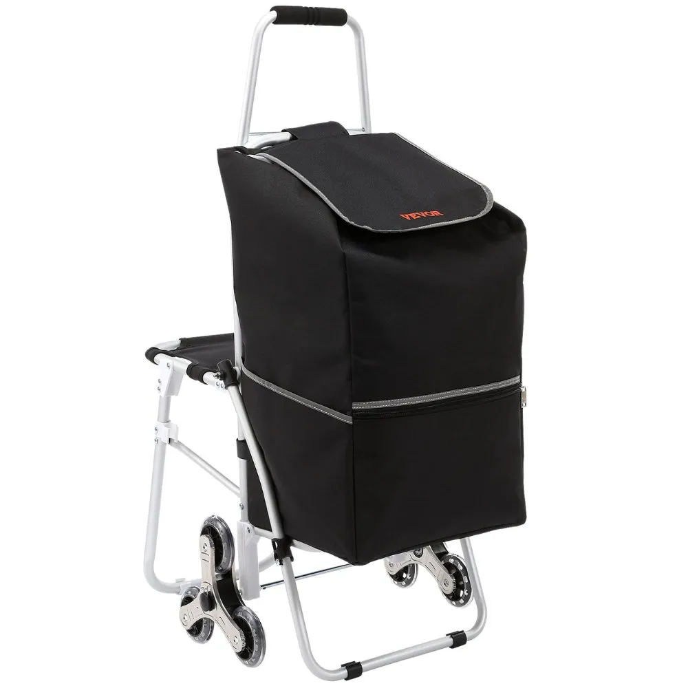 50L Foldable Stair Cart with Seat for Easy Grocery Shopping