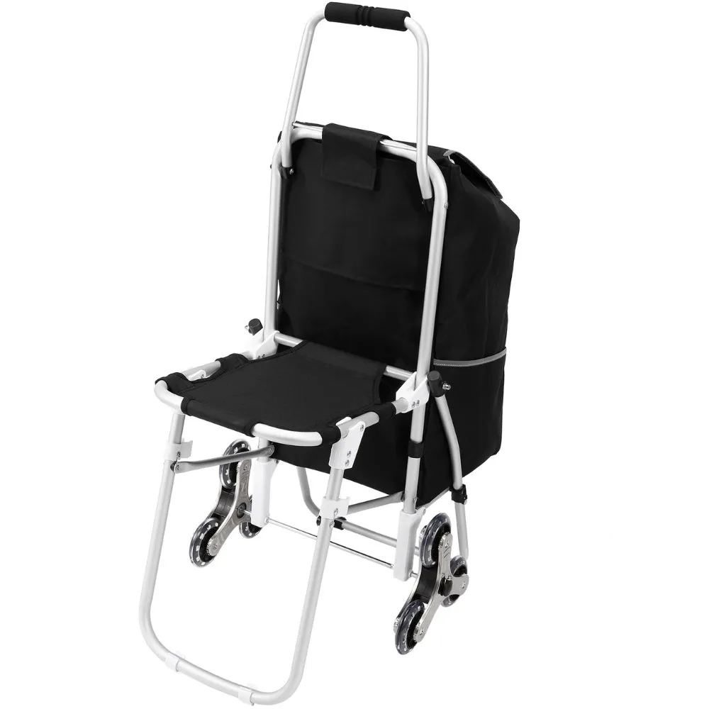 50L Foldable Stair Cart with Seat for Easy Grocery Shopping
