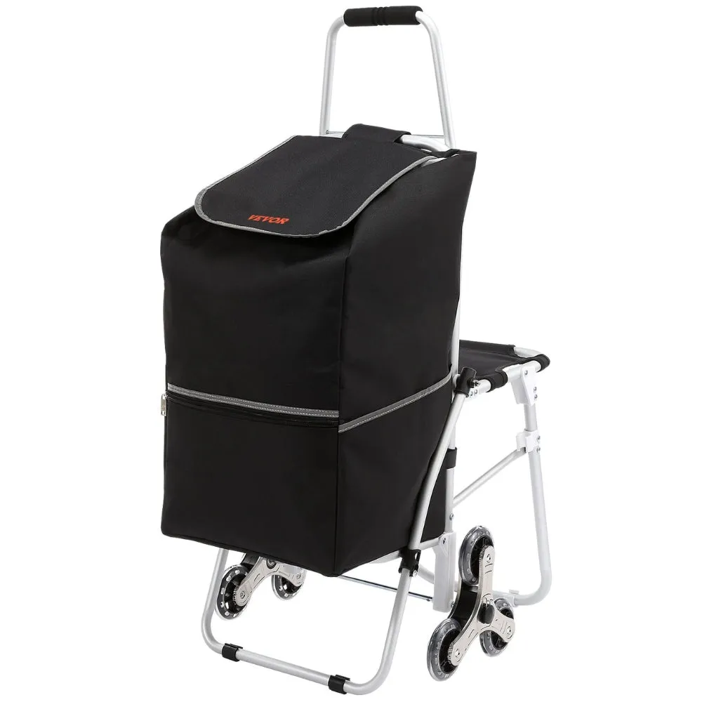 50L Foldable Stair Cart with Seat for Easy Grocery Shopping