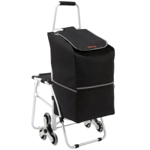 50L Foldable Stair Cart with Seat for Easy Grocery Shopping