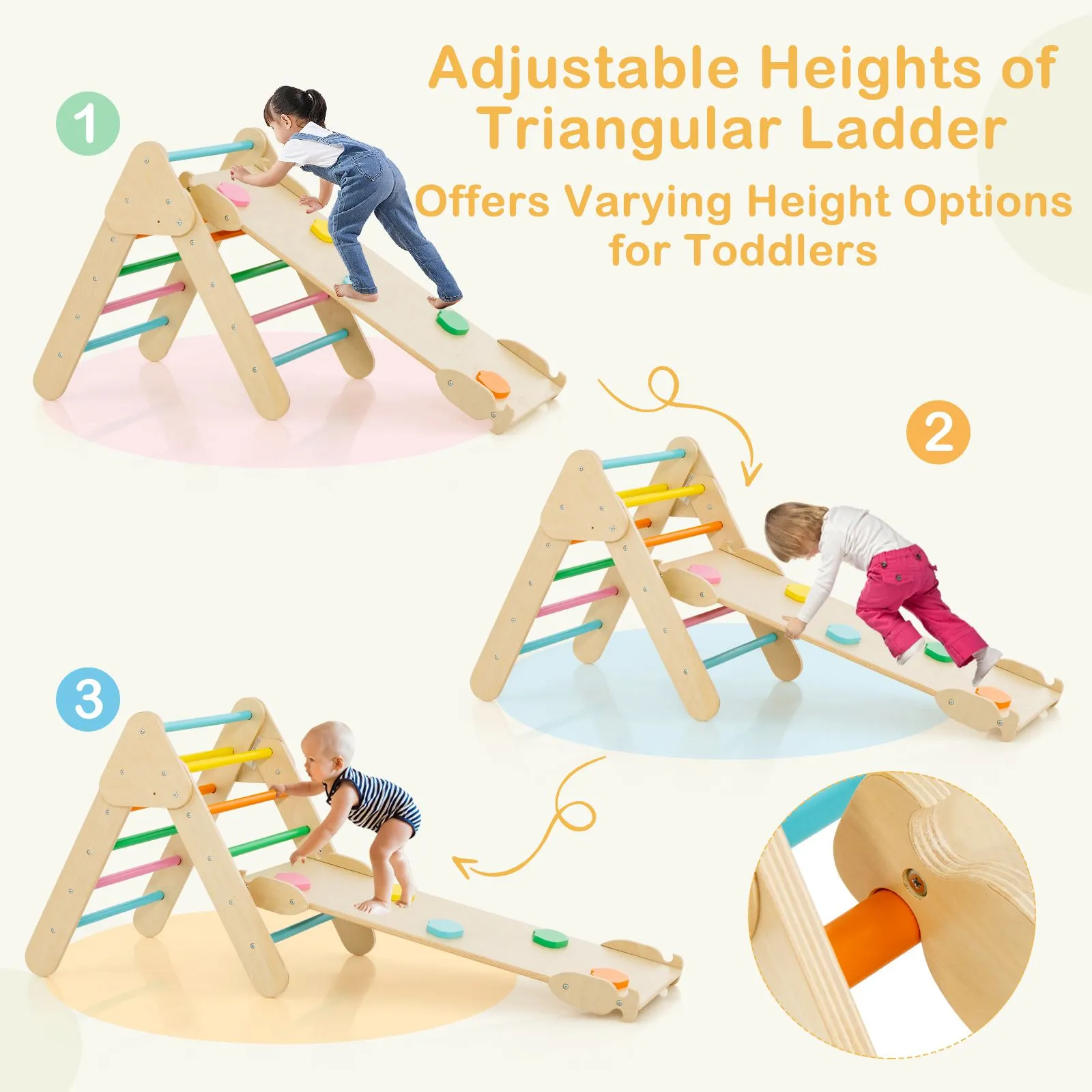 6-in-1 Eco Wood Climbing Frame | Montessori Pikler Set | Arch | Rocker | Slide | Climbing Triangle | Den