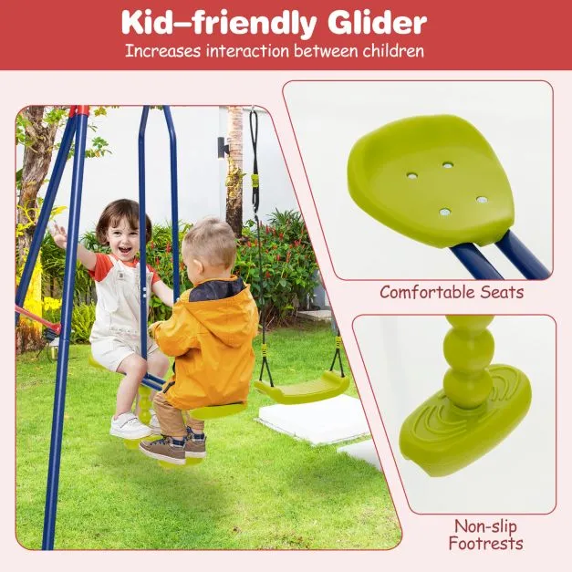 6-in-1 Heavy Duty Anti-Rust Pikler Swing Set | Climbing Ladder | Seesaw | Basketball Hoop | Red | 3-12 Years