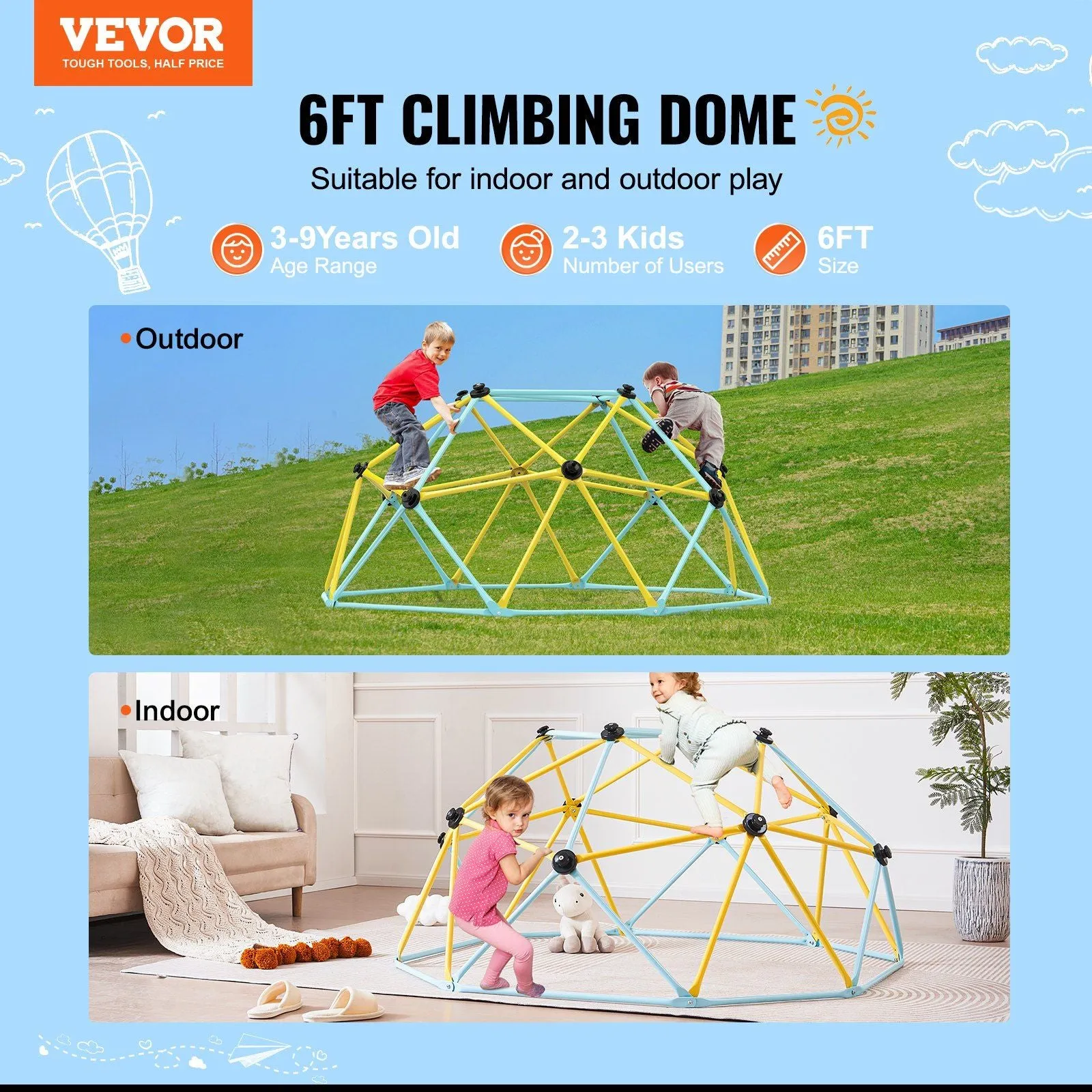 6FT Kids Climbing Dome Gym