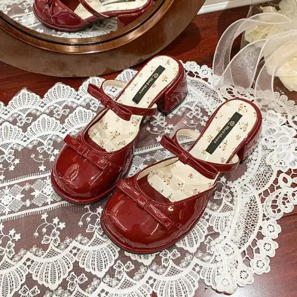 ADVBRIDGE  -  Cover Toe Slippers Casual Female Shoes Square heel Slides Butterfly-Knot Luxury 2025 Summer Block Floral Butterfly-knot Sweet