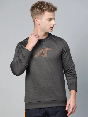 Alcis Men Charcoal Grey Brand Logo Print Sweatshirt
