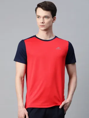Alcis Men Red Solid Round Neck T-shirt