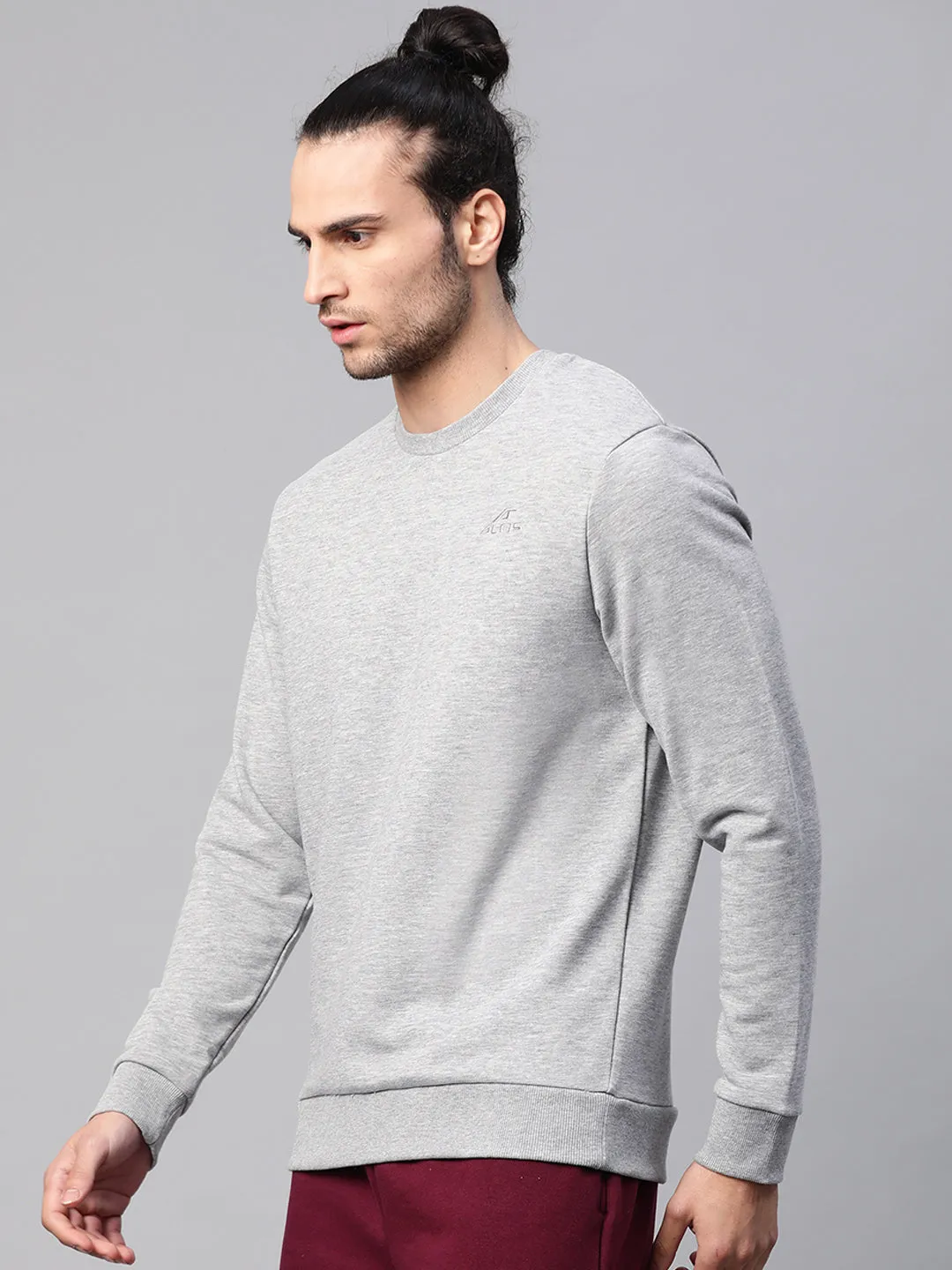 Alcis Men Solid Grey Sweatshirts