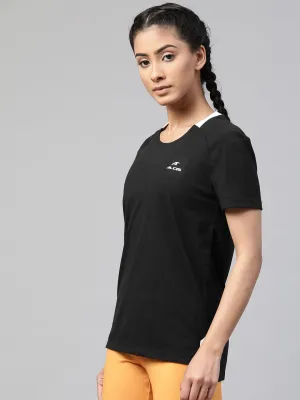 Alcis Women Black Solid Round Neck T-shirt