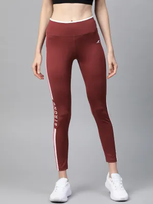 Alcis Women Burgundy Solid Cropped Tights