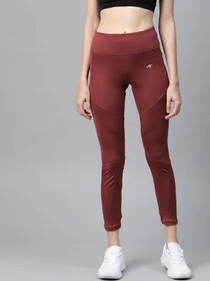 Alcis Women Burgundy Solid Cropped Tights