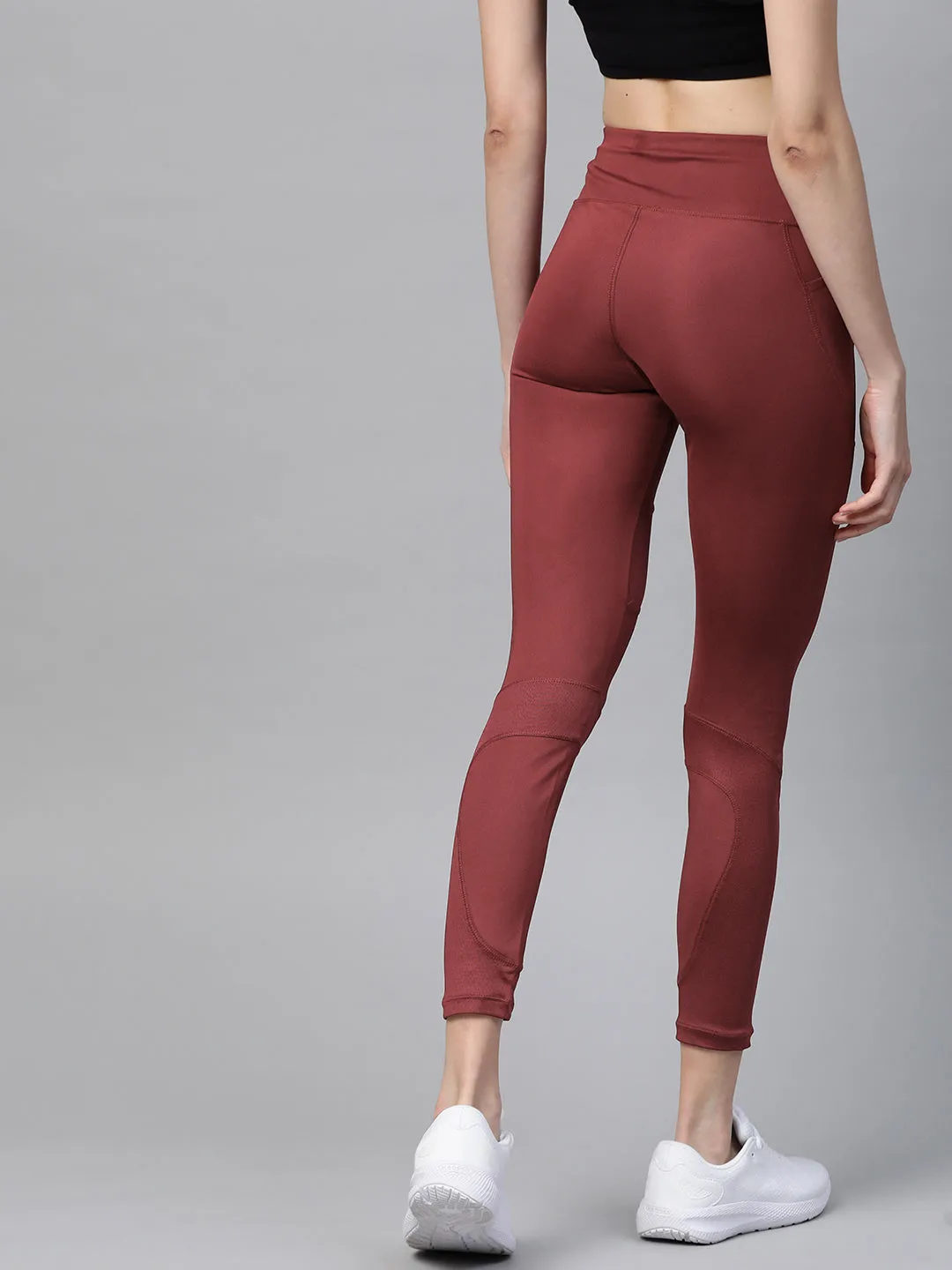 Alcis Women Burgundy Solid Cropped Tights