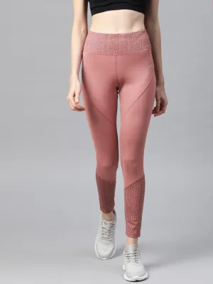 Alcis Women Dusty Pink Solid Cropped Tights