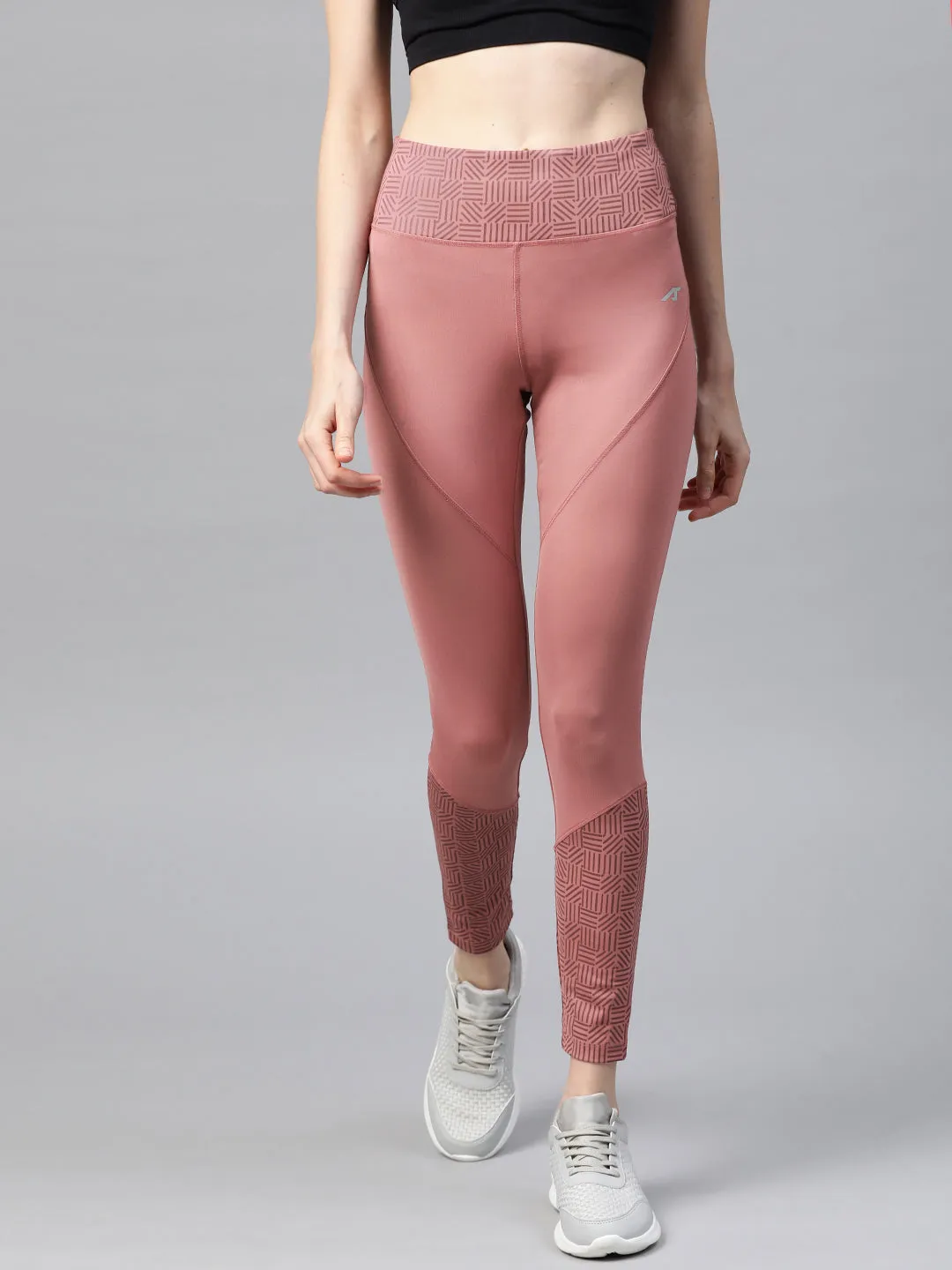 Alcis Women Dusty Pink Solid Cropped Tights