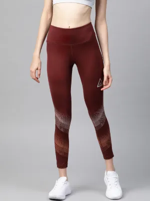 Alcis Women Maroon Printed Detail Cropped Tights