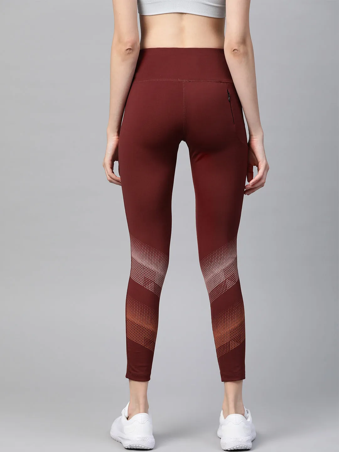Alcis Women Maroon Printed Detail Cropped Tights