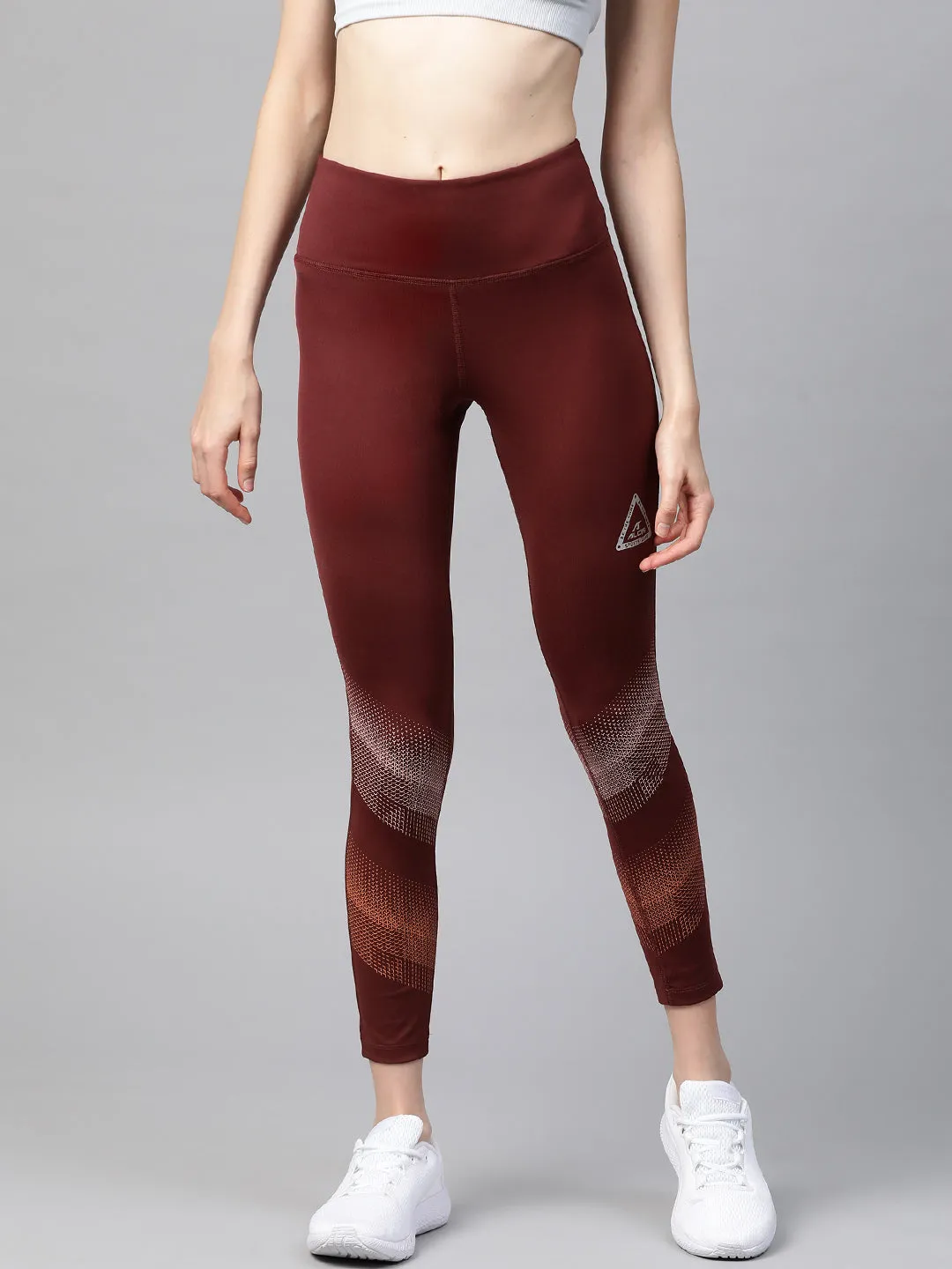 Alcis Women Maroon Printed Detail Cropped Tights