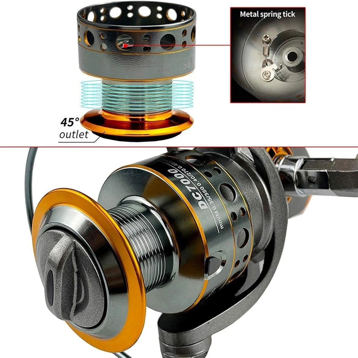 All-Metal Spinning Fishing Reel Sea Pole Fishing Gear Wire Cup Fishing Rod