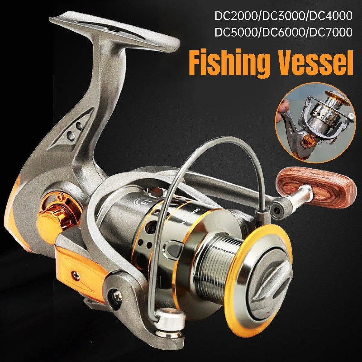 All-Metal Spinning Fishing Reel Sea Pole Fishing Gear Wire Cup Fishing Rod