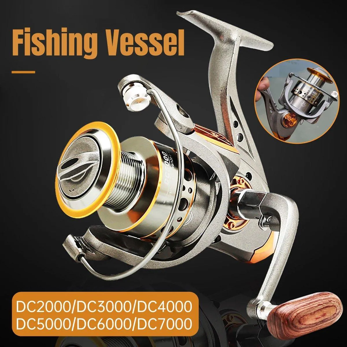 All-Metal Spinning Fishing Reel Sea Pole Fishing Gear Wire Cup Fishing Rod