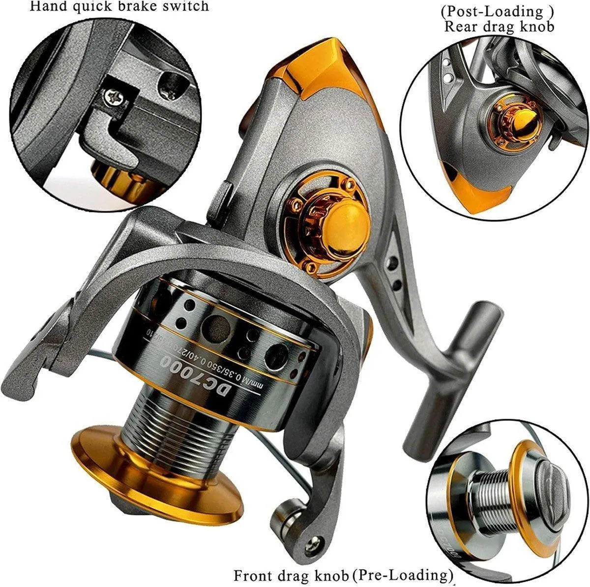 All-Metal Spinning Fishing Reel Sea Pole Fishing Gear Wire Cup Fishing Rod