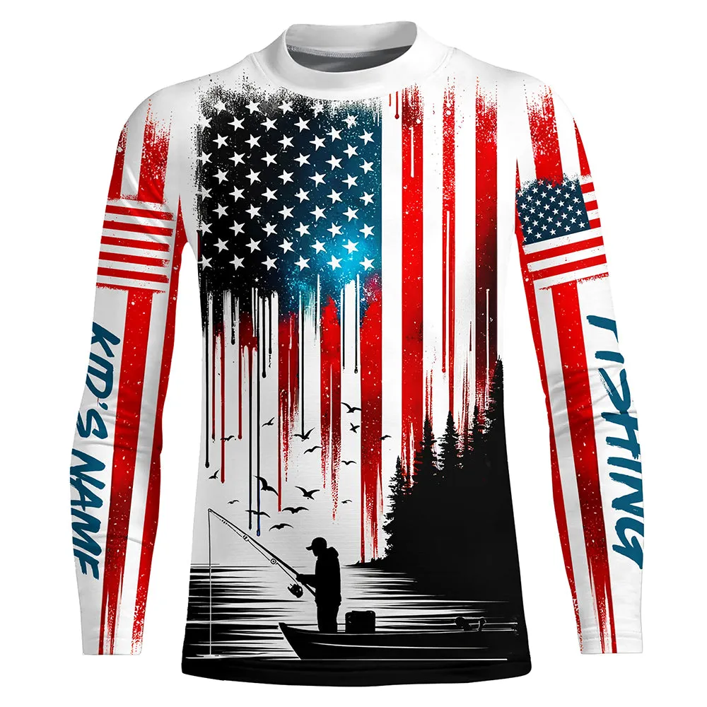 American Flag UV Protection Fishing Shirt Fishing Jersey For Kid A59