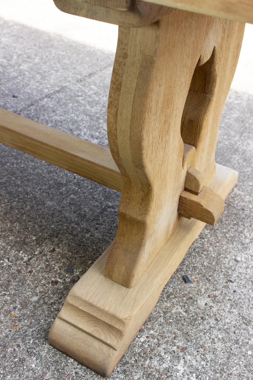 Antique Stripped French Oak Trestle Style Farm Table