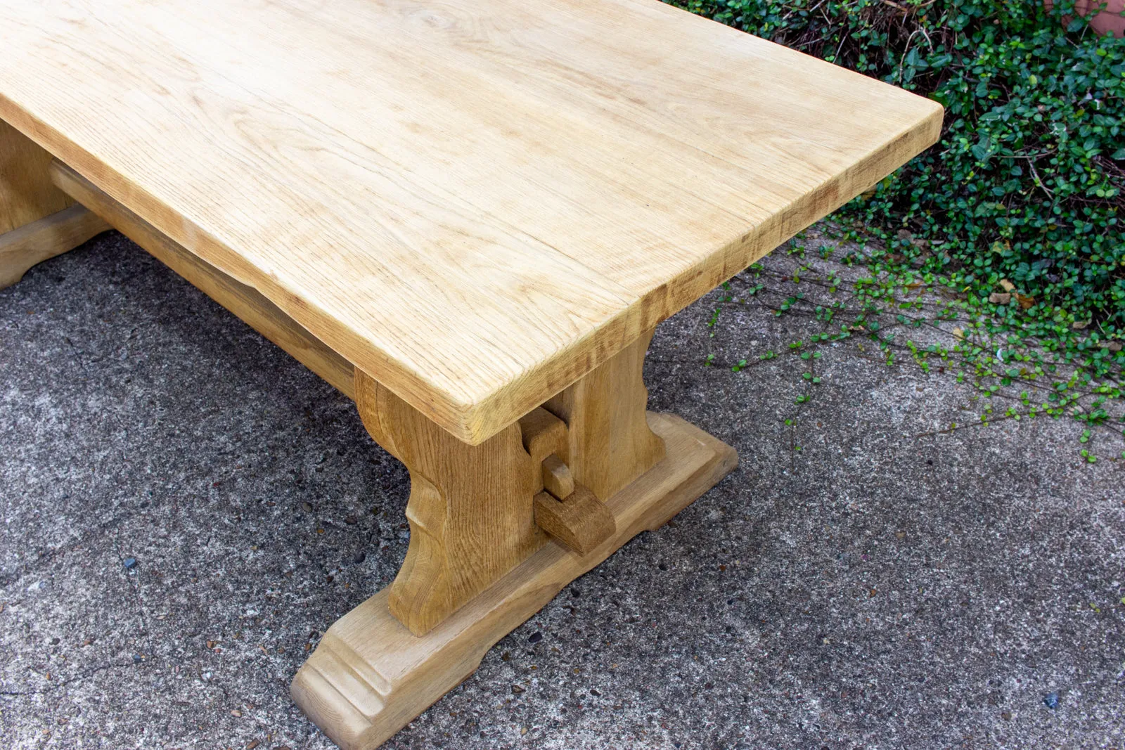 Antique Stripped French Oak Trestle Style Farm Table